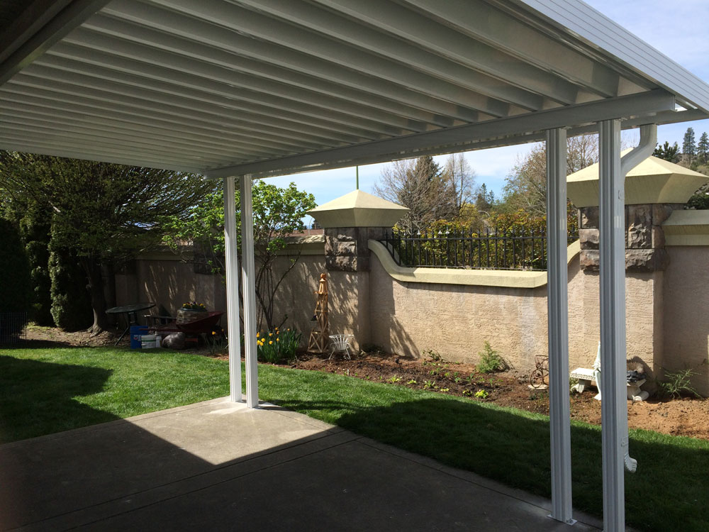 patio cover with angled roof