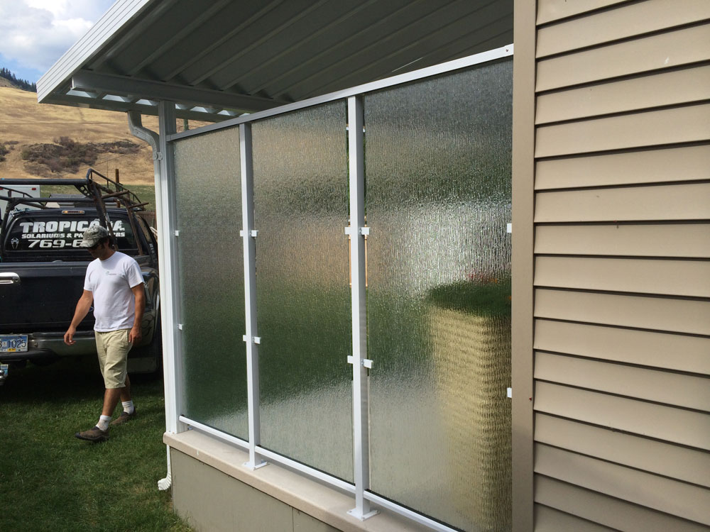 privacy glass from outside patio cover